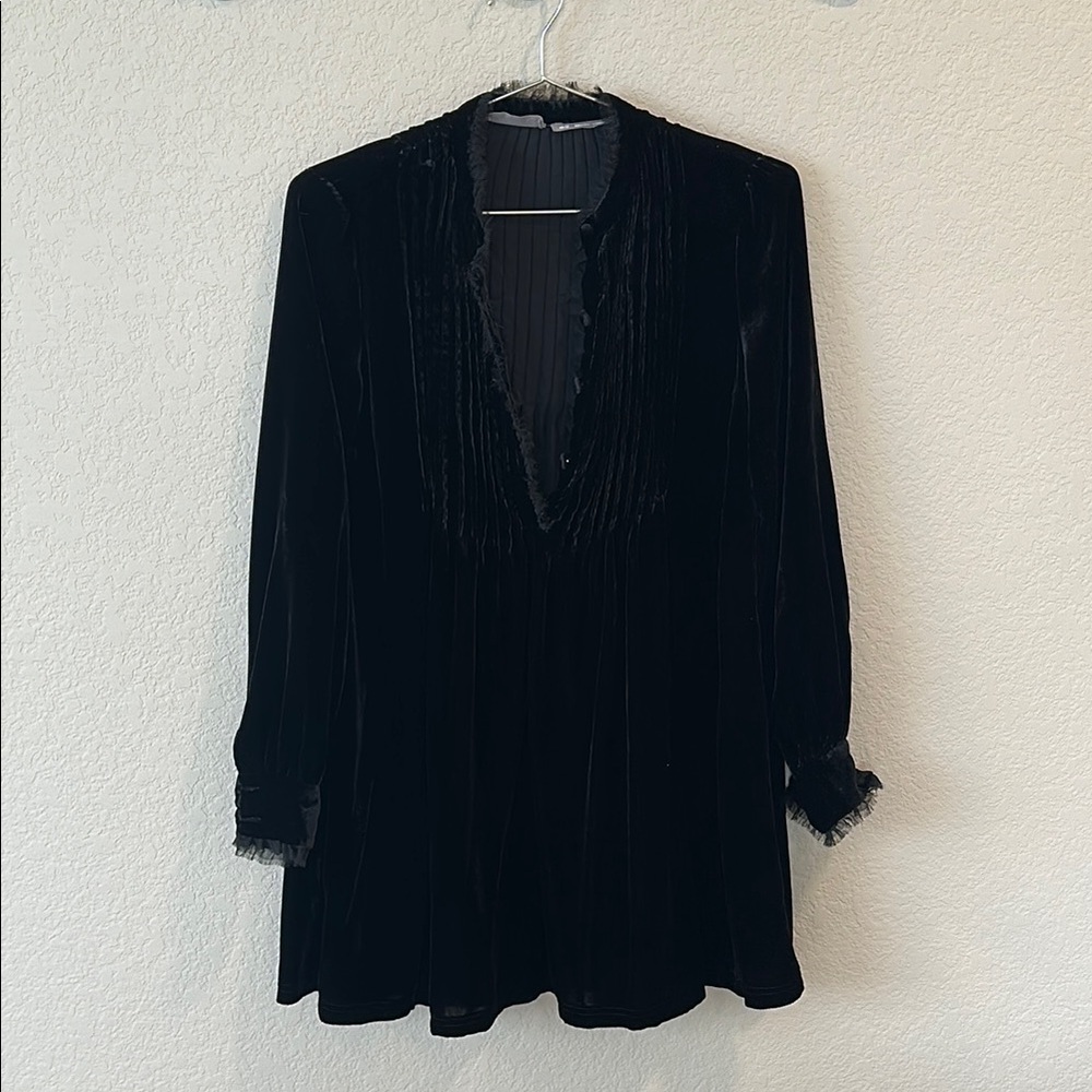 Urban Outfitters Black Velvet Babydoll Mini Dress